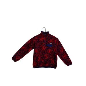 Patagonia Synchilla Fleece Pullover Red Blue Floral Print Women's Small Snap-T